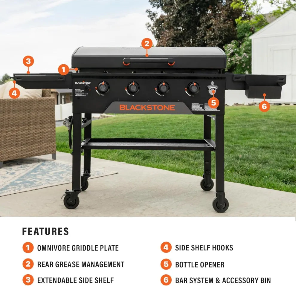 36" Flat Top Griddle Grill – Original Series with Accessory Shelf