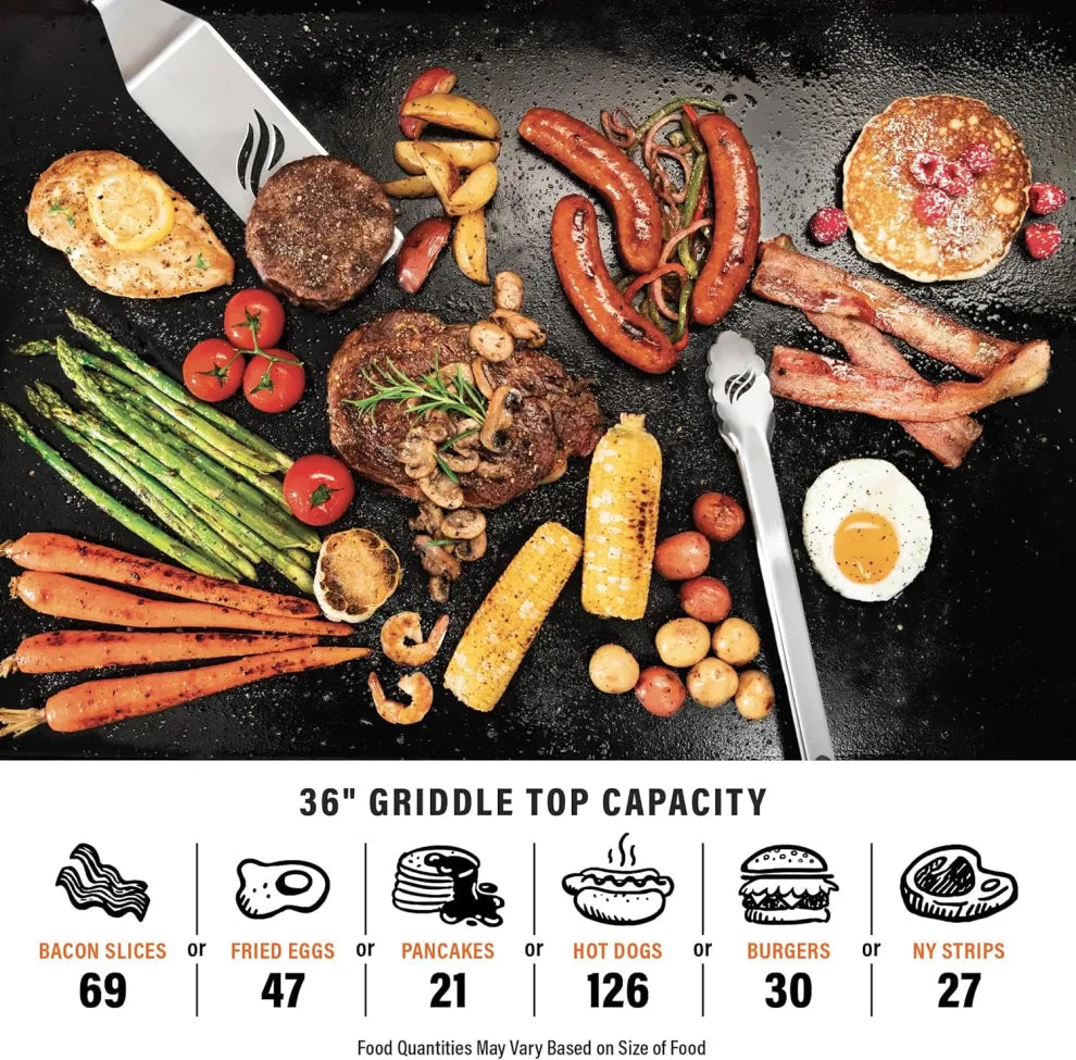 36" Flat Top Griddle Grill – Original Series with Accessory Shelf