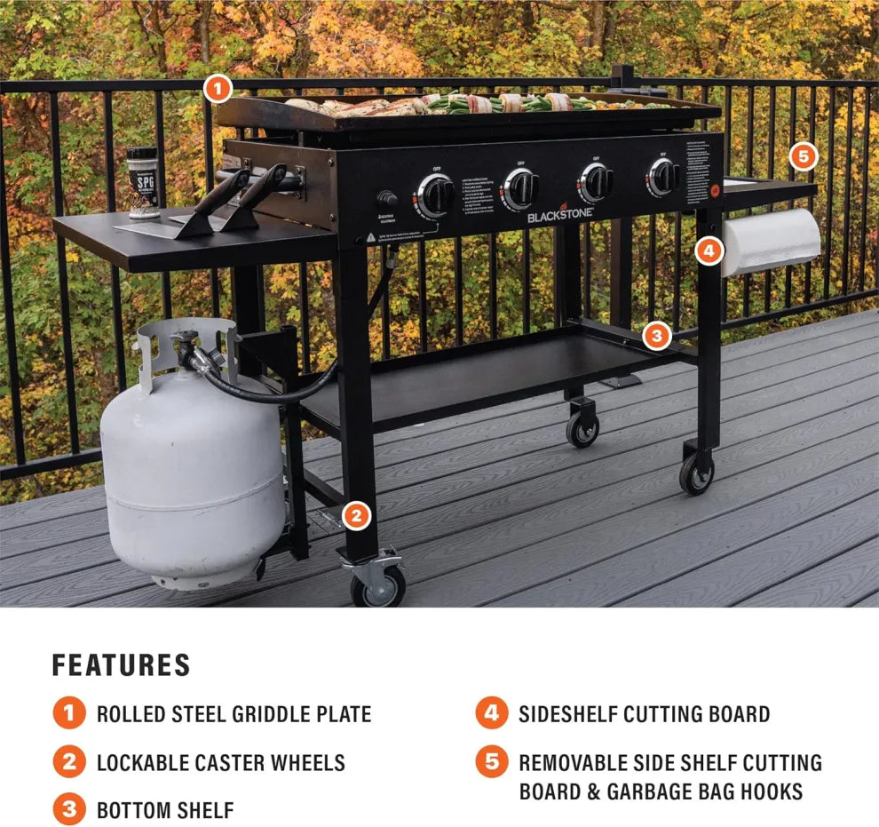 36" Flat Top Griddle Grill – Original Series with Accessory Shelf